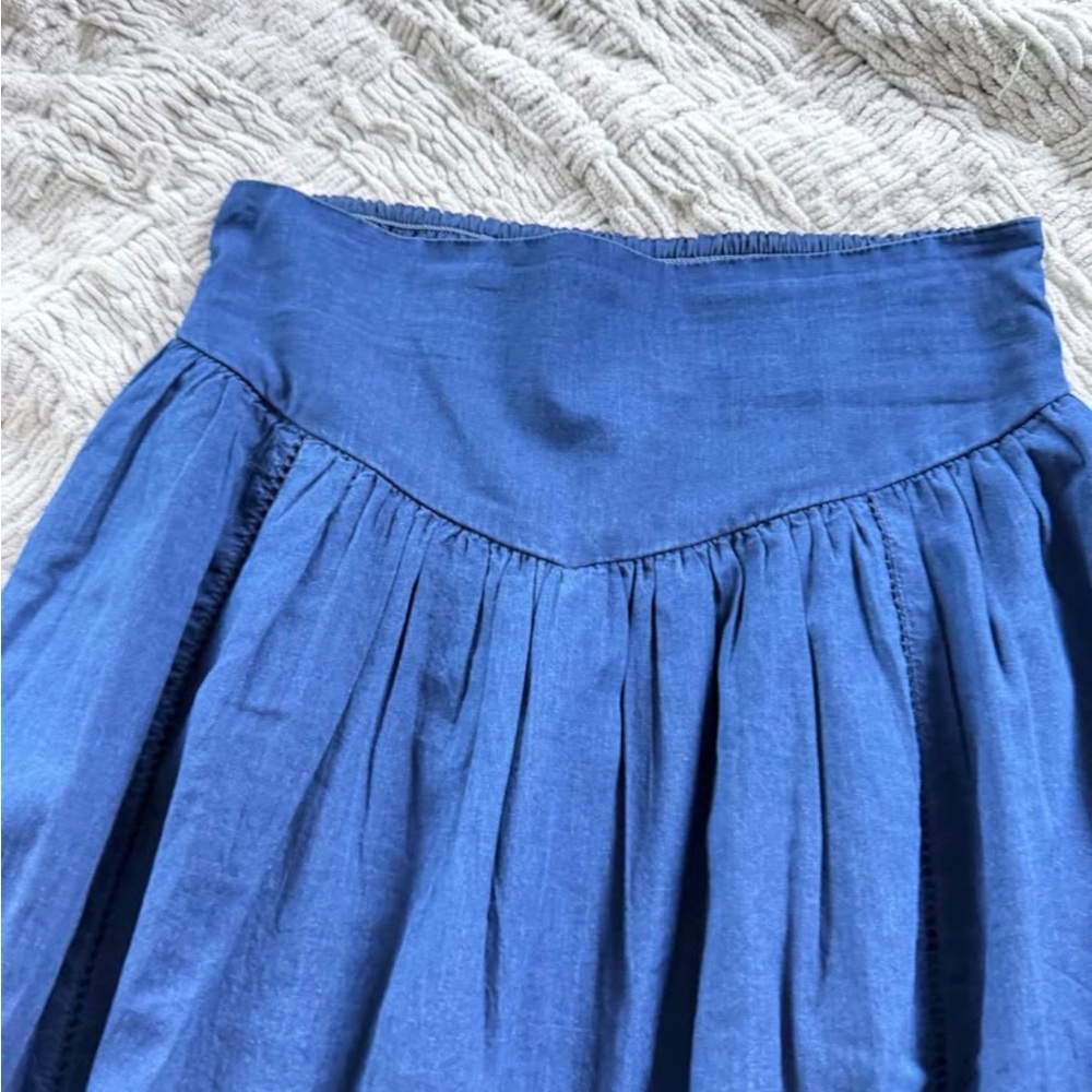 American Eagle Women’s Blue Tiered Maxi/Midi Skirt - Classic Boho Style - Picture 2 of 3